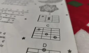 Akordy do nauki piosenki "Pójdźmy wszyscy do stajenki" na gitarze: A, C, D.