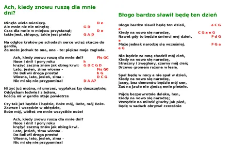 Tekst piosenki "Ach, kiedy znowu ruszą dla mnie dni?" z akordami. Z nim będziesz szczęśliwsza, gdy minie wiele miesięcy.