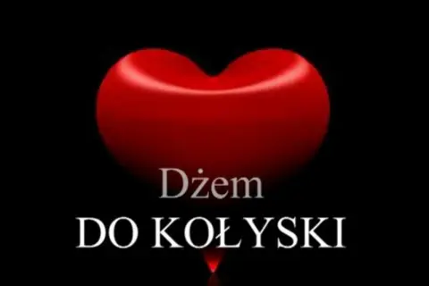 Czerwone serce z napisem "Dżem do kołyski".