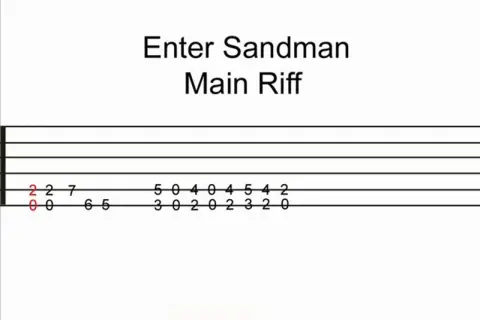 Tabulatura gitarowa do "Enter Sandman" - główny riff.