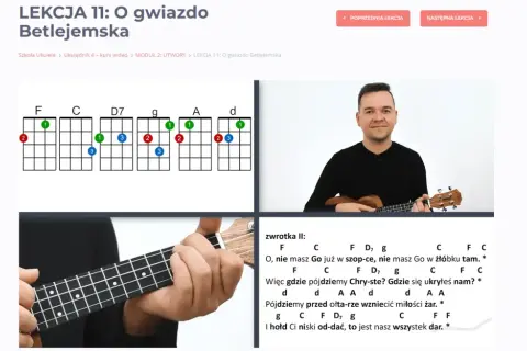 Chwyty do piosenki "O gwiazdo Betlejemska" na ukulele. Nauka gry z lekcji.