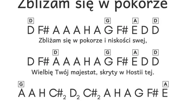 Zbliżam się w pokorze chwyty na gitarę - proste akordy dla każdego
