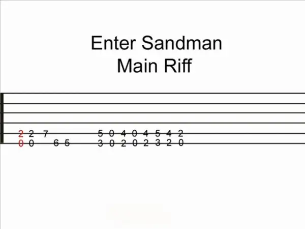 Tabulatura gitarowa do "Enter Sandman" - główny riff.