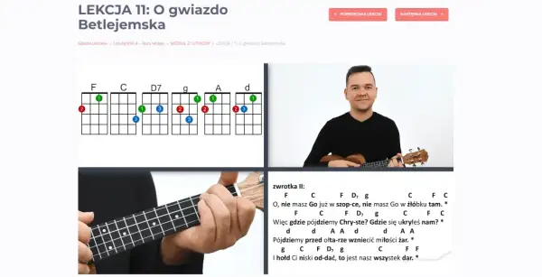 Chwyty do piosenki "O gwiazdo Betlejemska" na ukulele. Nauka gry z lekcji.